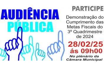 CONVITE PARA AUDIÊNCIA PÚBLICA Referente ao 3º Quadrimestre de 2024