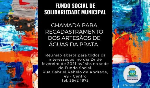 Recadastramento dos Artesãos de Águas da Prata