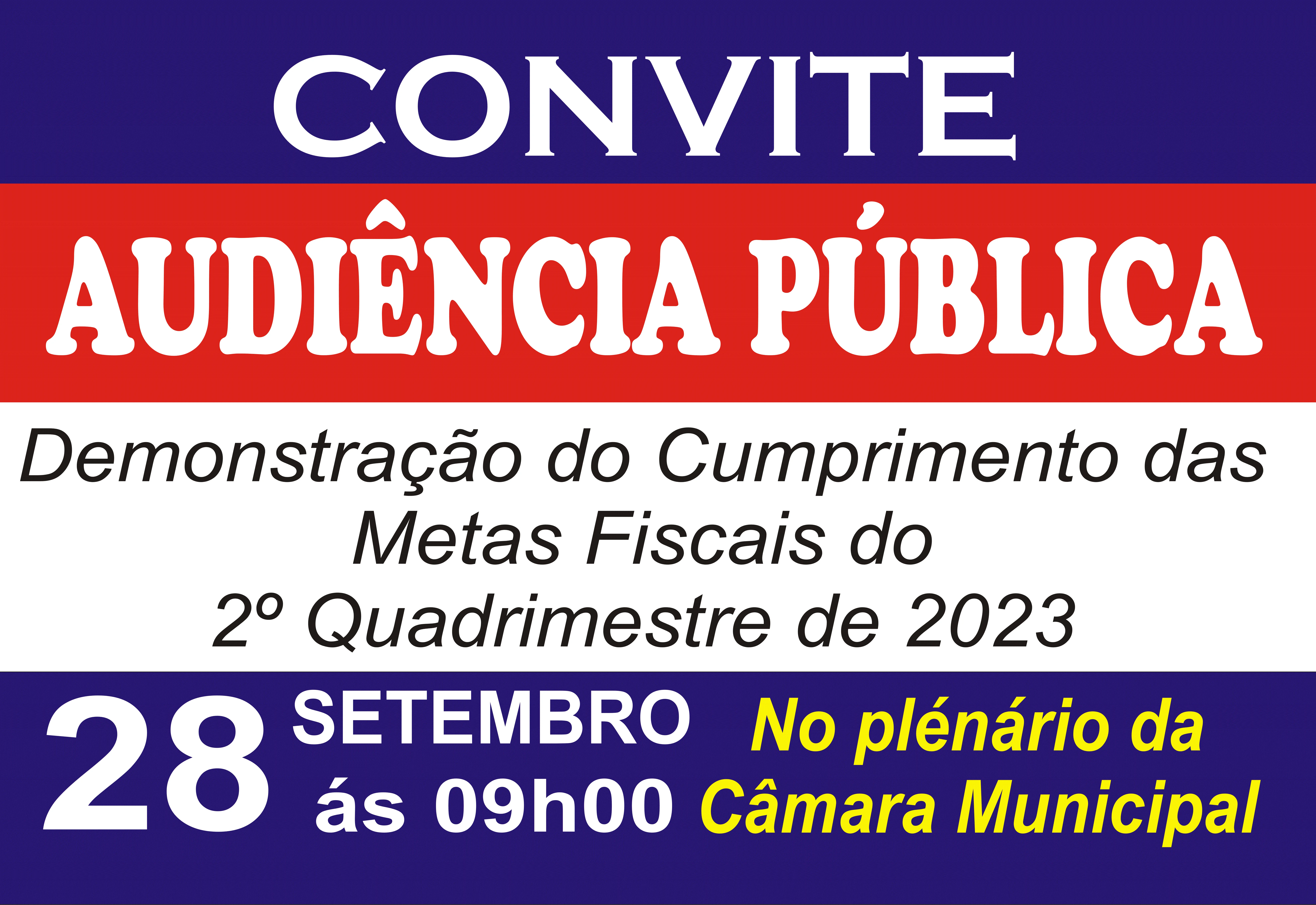 CONVITE PARA AUDIÊNCIA PÚBLICA Referente ao 2º Quadrimestre de 2023