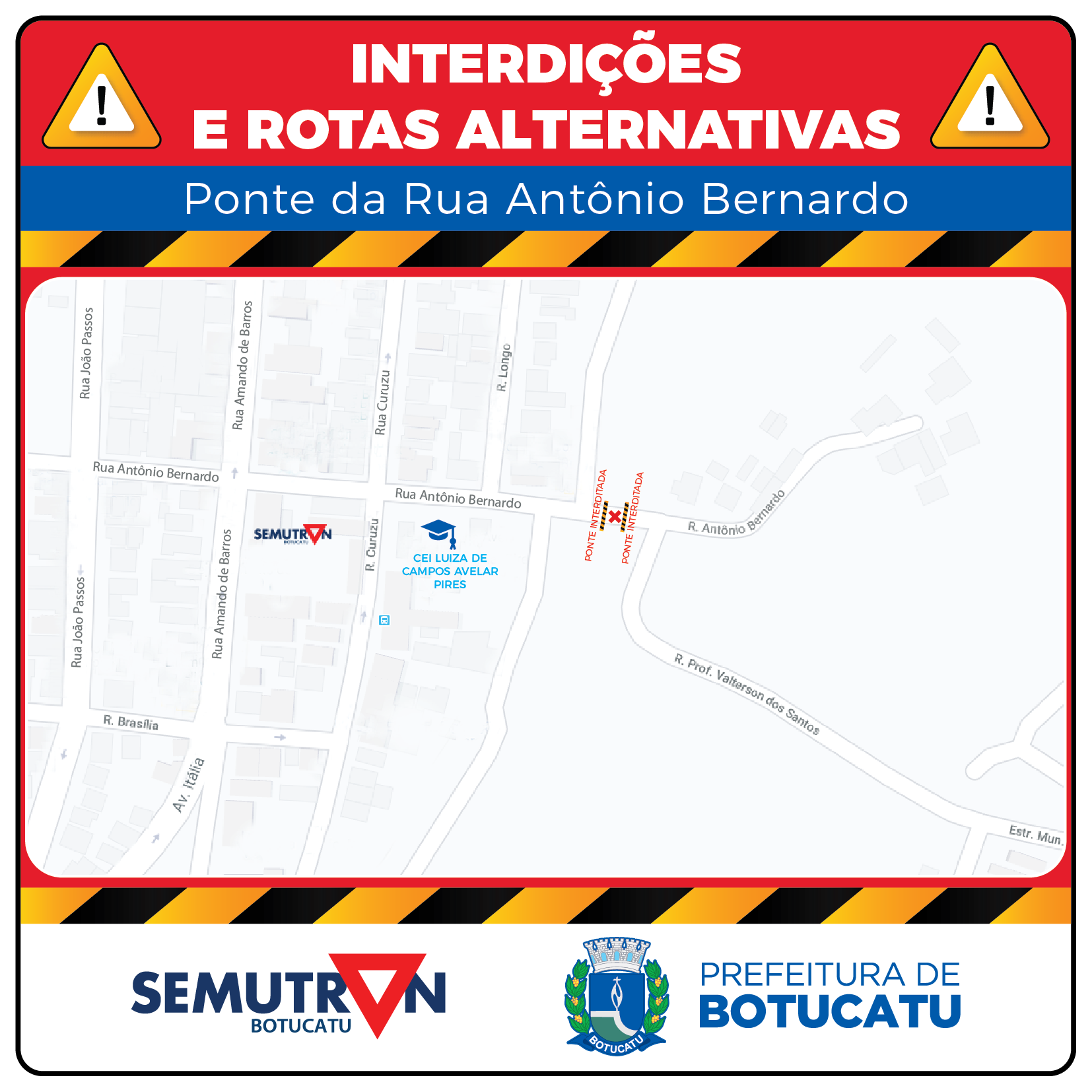Prefeitura atualiza mapas de interdições de pontes e vias