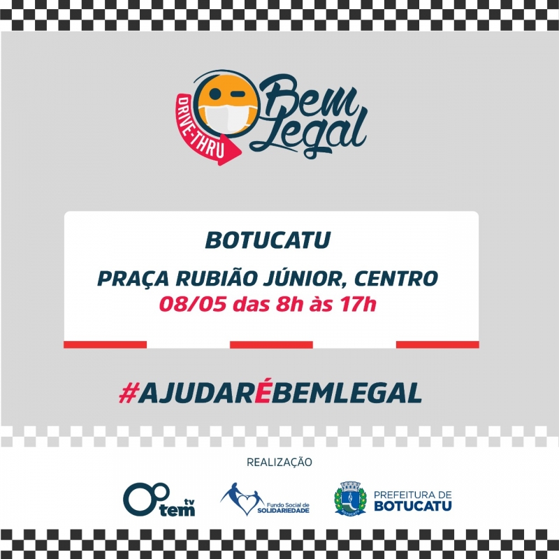 Drive-Thru Bem Legal ocorre dia 8 de maio em Botucatu