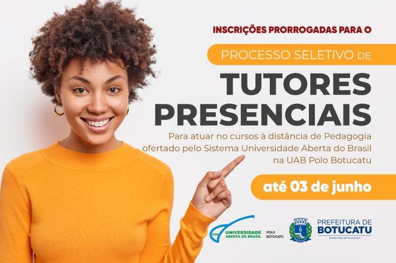 Prorrogadas as inscrições para Tutor Presencial para o Polo da UAB 